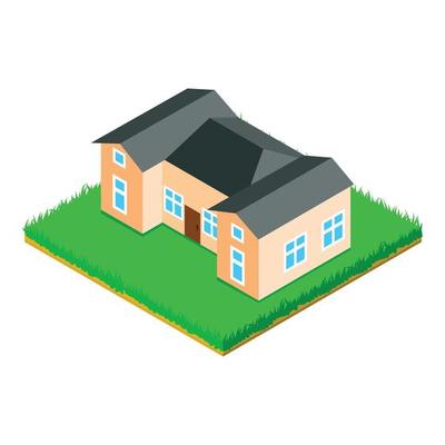 School building icon, isometric style