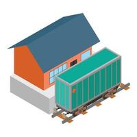 Train container icon, isometric style vector