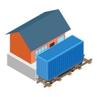 Rail container icon, isometric style vector