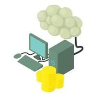 Cloud technology icon, isometric style vector