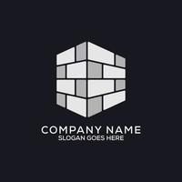 hexagon Brick wall logo design,building construction vector illustration, can be used as symbols, brand identity, company logo, icons, or others.