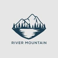 símbolo de diseño de logotipo de montaña de río, mejor para ilustración de vector de aventura al aire libre