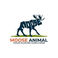 Moose Wildlife animal logo design vector, icon with Warp Text Into the Shape of a Moose vector