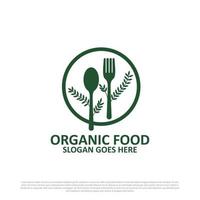 diseño de logotipo de alimentos orgánicos naturales - plantilla de alimentos verdes y veganos vector