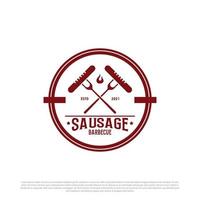 Sausage Barbecue logo badge vector, best for fast food logo brand vector