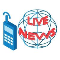 Live news icon, isometric style vector