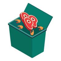 Garbage can icon, isometric style vector