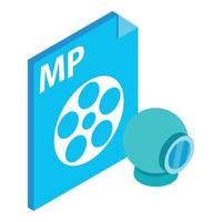 Mp file icon, isometric style vector