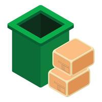 Garbage recycling icon, isometric style vector