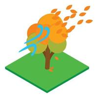 Windy weather icon, isometric style vector