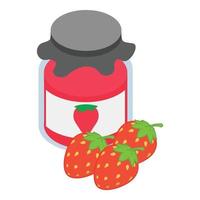 Strawberry jam icon, isometric style vector