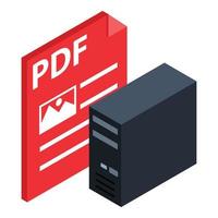 icono de archivo pdf, estilo isométrico vector