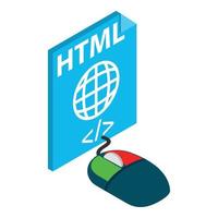 icono de archivo html, estilo isométrico vector