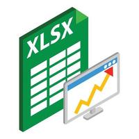 Xlsx file icon, isometric style vector