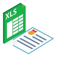 Xls file icon, isometric style vector