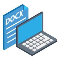 Docx file icon, isometric style vector