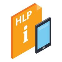 icono de archivo hlp, estilo isométrico vector