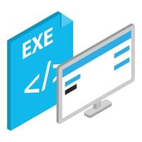 Exe file icon, isometric style vector