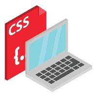 icono de archivo css, estilo isométrico vector