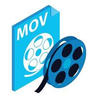 Mov file icon, isometric style vector