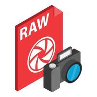 Raw file icon, isometric style vector
