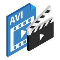 Avi file icon, isometric style vector