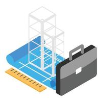 Building project icon, isometric style vector