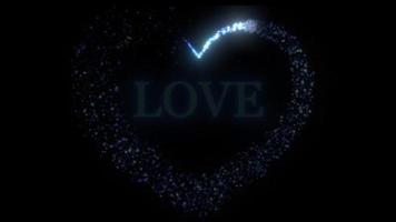 Particle Heart Trail With Glitter Glowing Particle On Black Background,magic Heart Sparkle Glitter Particle. Abstract Animation Of Glowing Valentine, And Wedding Romantic Glitter Heart Particle And He video