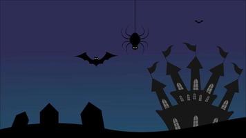 ilustración animada de las vacaciones de hallowen de miedo castel en el arte del doodle adecuado para contenido de vacaciones video gratis