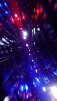 Flying through a futuristic tunnel with neon lights. Vertical looped video 001