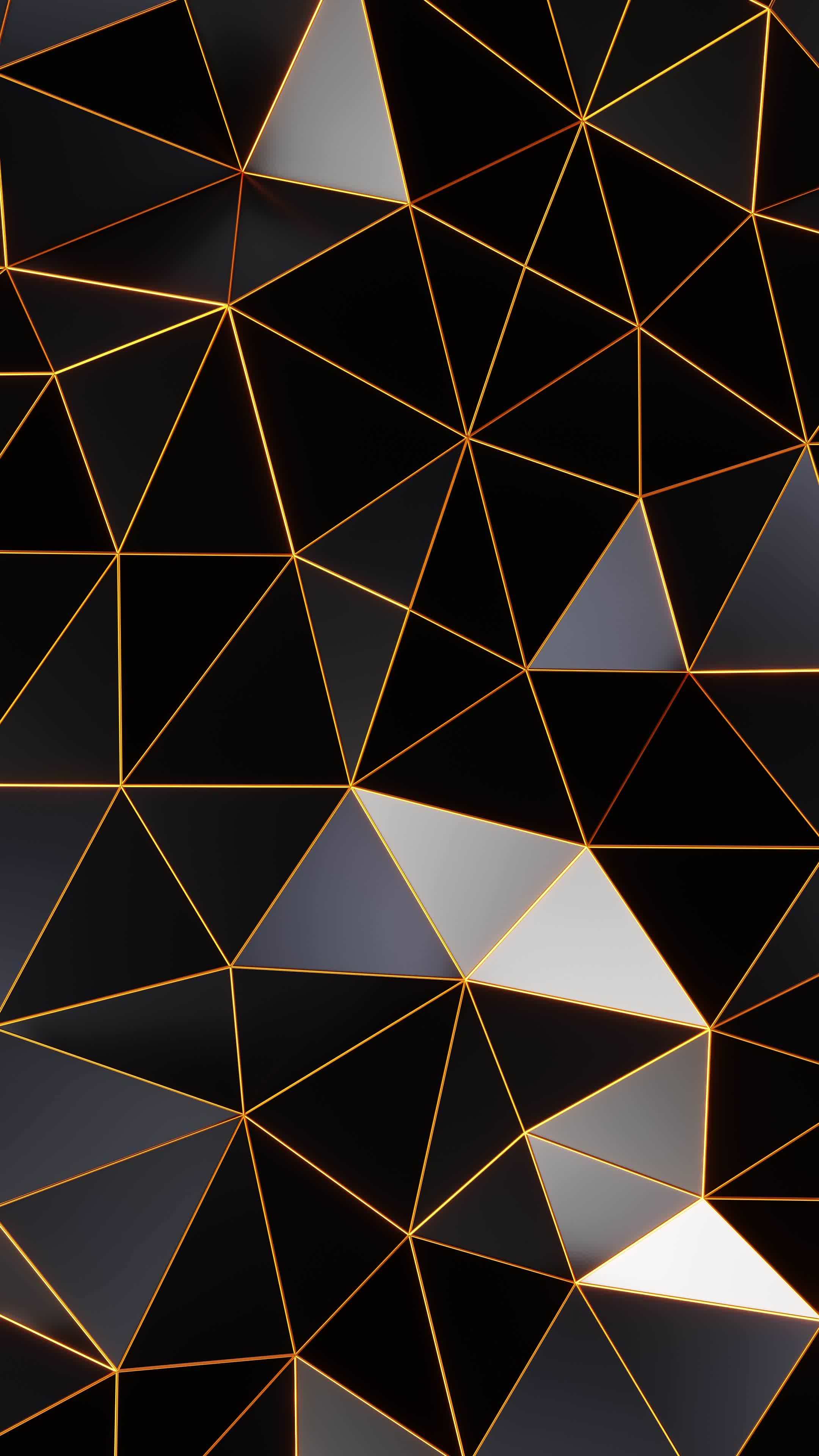 Black and gold abstract background with triangles. Vertical looped ...