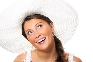 Young bride in a hat photo