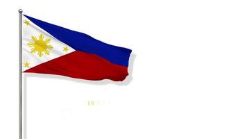 drapeau philippin agitant dans le vent rendu 3d, joyeuse fête de l'indépendance, fête nationale, écran vert chroma key, sélection luma matte du drapeau video