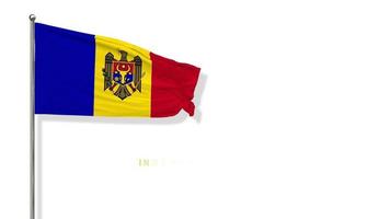 drapeau moldave agitant dans le vent rendu 3d, joyeuse fête de l'indépendance, fête nationale, écran vert chroma key, sélection luma matte du drapeau video