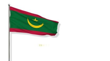 drapeau de la mauritanie agitant dans le vent rendu 3d, bonne fête de l'indépendance, fête nationale, écran vert chroma key, sélection luma matte du drapeau video