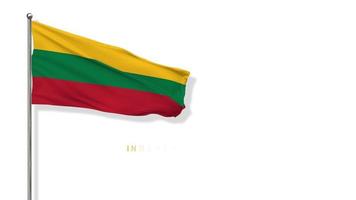 Lithuania Flag Waving in The Wind 3D Rendering, Happy Independence Day, National Day, Chroma key Green Screen, Luma Matte Selection of Flag video