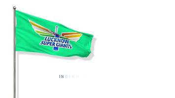 Indian Premier League Lucknow Super Giants Team Flag Waving in Wind 3D Rendering, Chroma Key, Luma Matte video