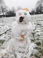 Funny Snowman with Oranges in a Winter Park photo