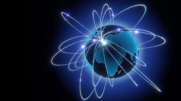 Globalization and communication concept. Earth and luminous rays. 3d rendering photo
