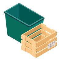 Rectangular container icon, isometric style vector