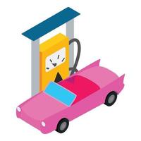Refueling car icon, isometric style vector