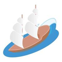 Sailing ship icon, isometric style vector