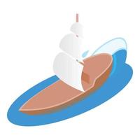 icono de barco marino, estilo isométrico vector