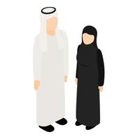 Arabic couple icon, isometric style vector