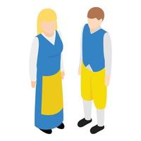 Swedish couple icon, isometric style vector