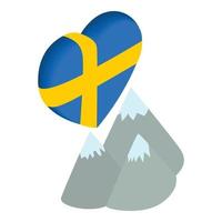 icono de montaña de suecia, estilo isométrico vector
