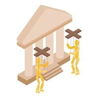 Puppet theater icon, isometric style vector