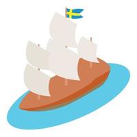 Swedish ship icon, isometric style vector