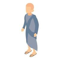 Korean monk icon, isometric style vector