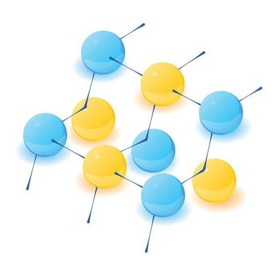 Chemical compound icon, isometric style